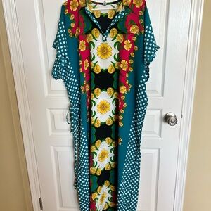 Floral and Polka Dot Kaftan Dress
